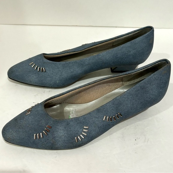 SOCIALITES Women’s Vintage Blue Denim & Silver Rhinestone Heels Shoes - size 7.5 - Picture 3 of 6